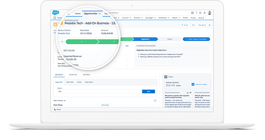 Salesforceの商談管理の実際の操作イメージ