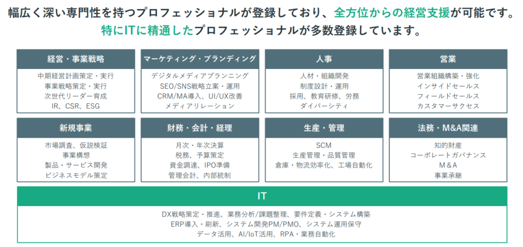 プロフェッショナルハブの案件特徴