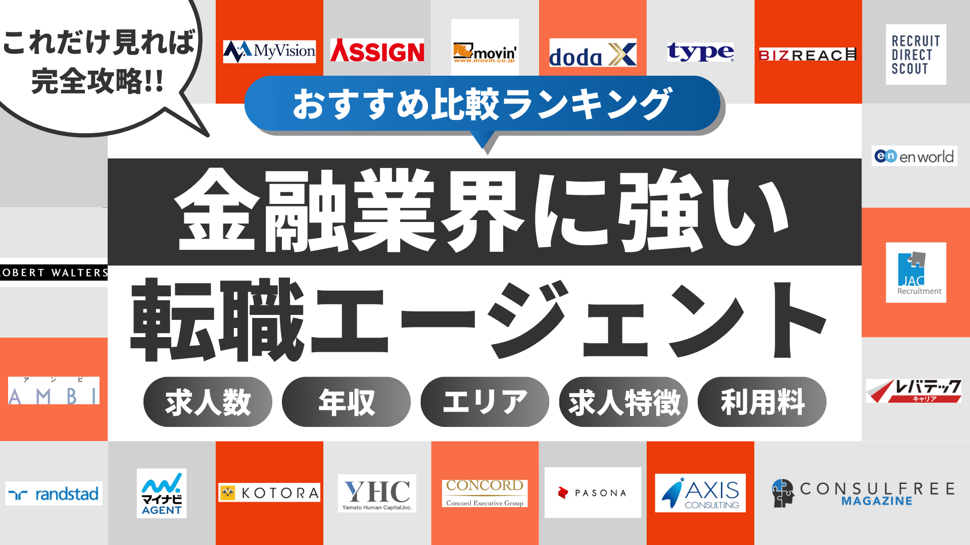 金融業界に強い転職エージェント・サイトおすすめ比較ランキング